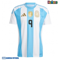 Camisa de Futebol Argentina Julian Alvarez #9 Equipamento Principal Copa America 2024 Manga Curta